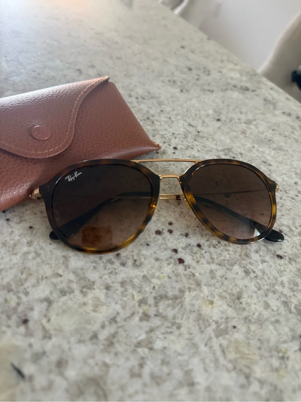 Ray-Ban Women’s Tortoise and Gold Frame Sunglasses - Brown Lenses